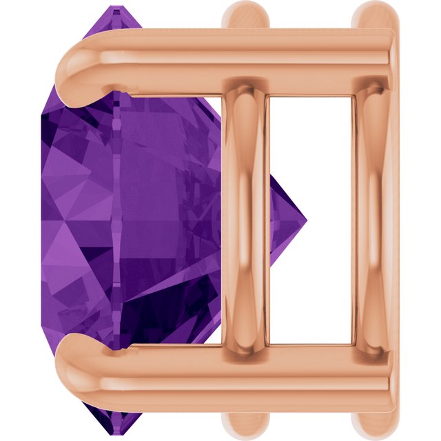 Natural Amethyst Round Solitaire Slide Necklace or Pendant in 14K Rose Gold
