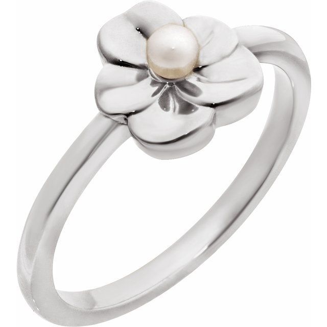 Cultured Seed Pearl Floral Ring
