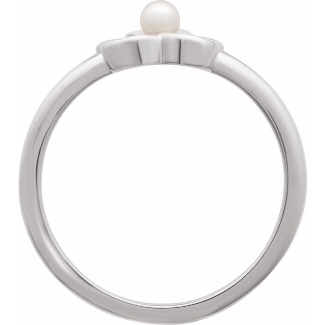 6709 / Ring / Set / 14K White / Cultured White Seed Pearl / Pearl / 3 Mm / Polished / Pearl Floral Ring