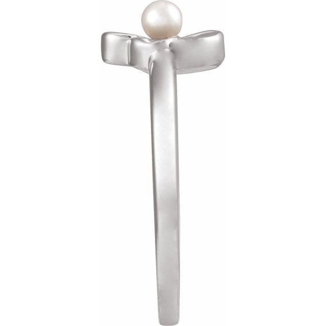 6709 / Ring / Set / 14K White / Cultured White Seed Pearl / Pearl / 3 Mm / Polished / Pearl Floral Ring