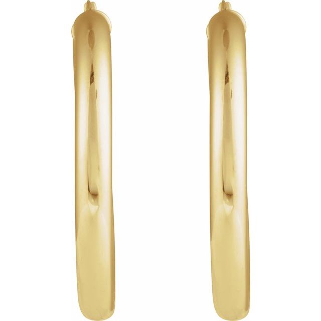Polished Round Tube Hoop Earrings — 14K Yellow Gold