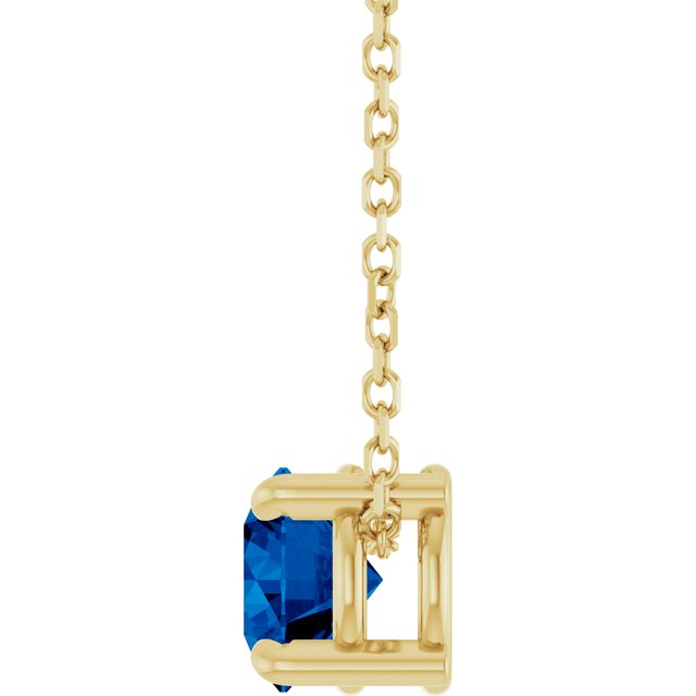 Lab-Grown Blue Sapphire Round Solitaire Slide Necklace or Pendant in 14K Yellow Gold