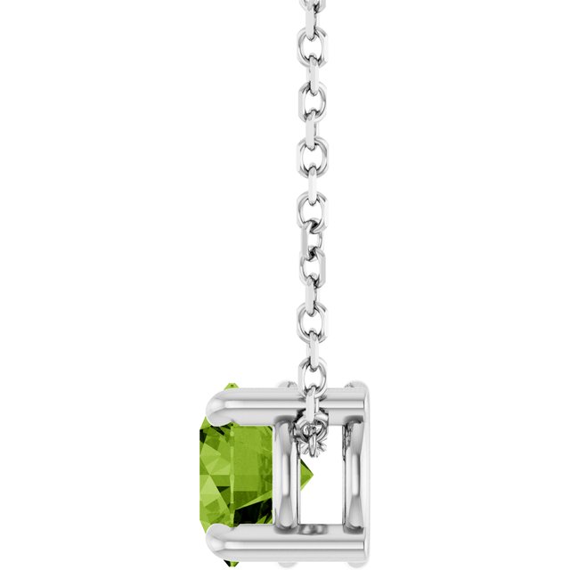 Natural Peridot Round Solitaire Slide Necklace or Pendant in 14K White Gold