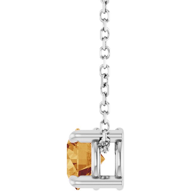 Natural Citrine Round Solitaire Slide Necklace or Pendant in 14K White Gold
