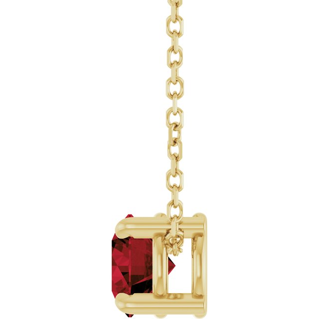 Natural Mozambique Garnet Round Solitaire Slide Necklace or Pendant in 14K Yellow Gold