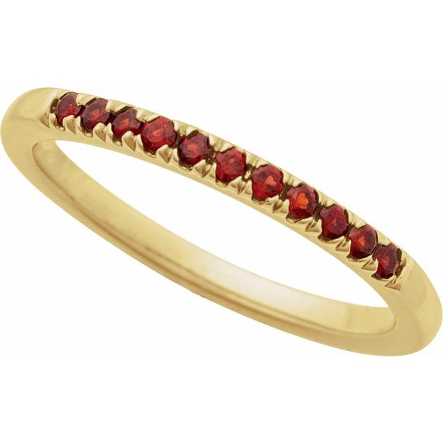 689237 / Ring / Set / 14K Yellow / Natural Mozambique Garnet / Round / 1.5 Mm / Polished / Natural Mozambique Garnet Stackable Ring