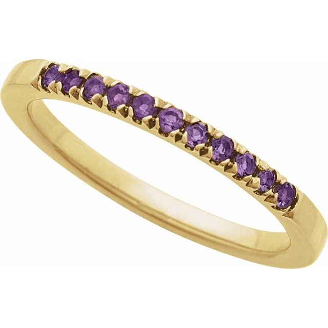 689237 / Ring / Set / 10K Yellow / Natural Amethyst / Round / 1.5 Mm / Polished / Natural Amethyst Birthstone Ring