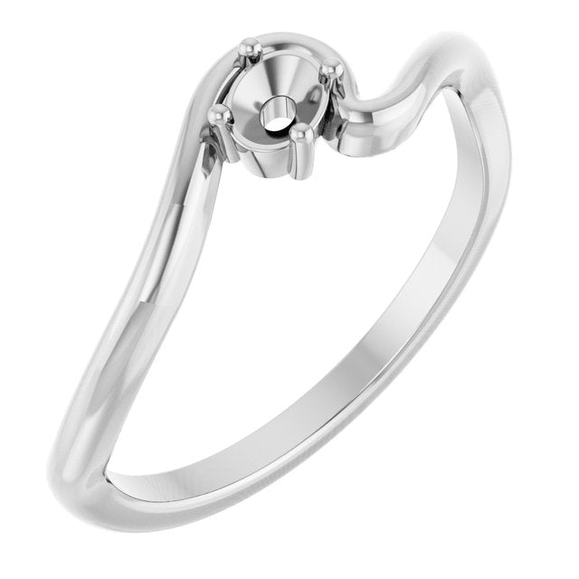 126993 / Ring / Unset / 10K White / Oval / 4 X 3 Mm / Polished / Freeform Solitaire Ring Mounting