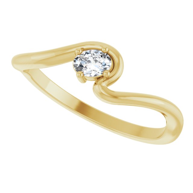 126993 / Ring / Set / 14K Yellow / Lab-Grown Diamond / Oval / 4 X 3 Mm / Polished / 1/6 Ct Lab-Grown Diamond Freeform Solitaire Ring