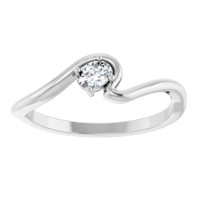 126993 / Ring / Set / 14K White / Lab-Grown Diamond / Oval / 4 X 3 Mm / Polished / 1/6 Ct Lab-Grown Diamond Freeform Solitaire Ring