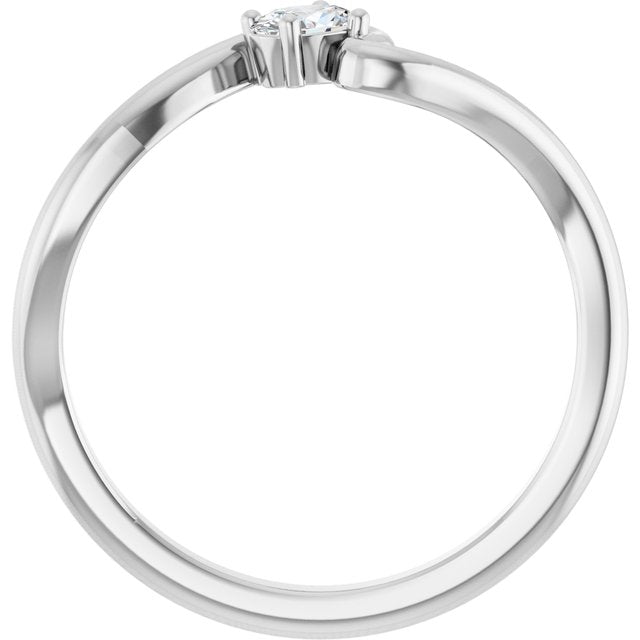 126993 / Ring / Set / 14K White / Lab-Grown Diamond / Oval / 4 X 3 Mm / Polished / 1/6 Ct Lab-Grown Diamond Freeform Solitaire Ring