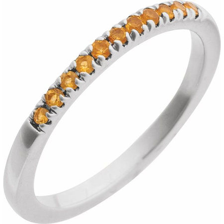 689237 / Ring / Set / 14K White / Natural Citrine / Round / 1.5 Mm / Polished / Natural Citrine Stackable Ring