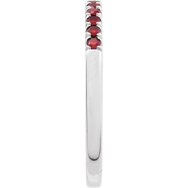 689237 / Ring / Set / 14K White / Natural Mozambique Garnet / Round / 1.5 Mm / Polished / Natural Mozambique Garnet Stackable Ring