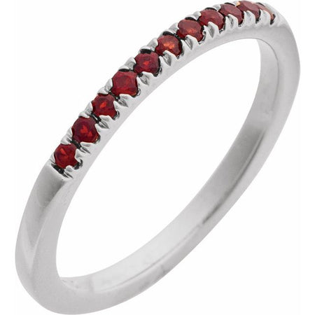 689237 / Ring / Set / 14K White / Natural Mozambique Garnet / Round / 1.5 Mm / Polished / Natural Mozambique Garnet Stackable Ring