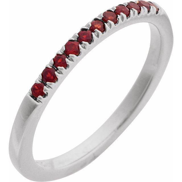 689237 / Ring / Set / 14K White / Natural Mozambique Garnet / Round / 1.5 Mm / Polished / Natural Mozambique Garnet Stackable Ring