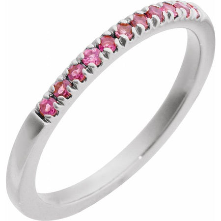 689237 / Ring / Set / 14K White / Natural Pink Tourmaline / Round / 1.5 Mm / Polished / Natural Pink Tourmaline Stackable Ring