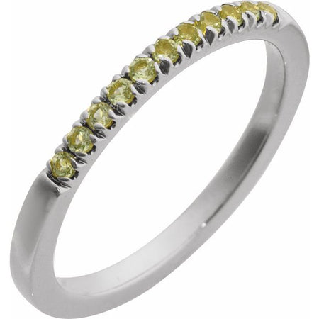 689237 / Ring / Set / 14K White / Natural Peridot / Round / 1.5 Mm / Polished / Natural Peridot Stackable Ring
