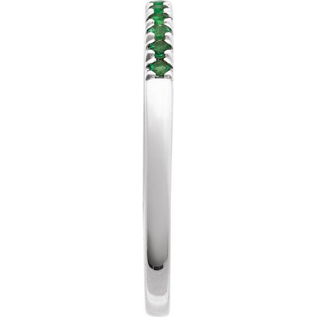 689237 / Ring / Set / 14K White / Natural Emerald / Round / 1.5 Mm / Polished / Natural Emerald Stackable Ring