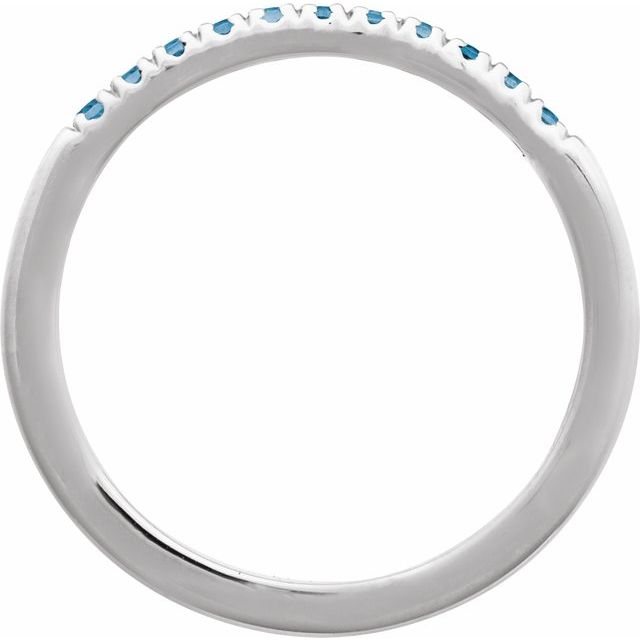 689237 / Ring / Set / 14K White / Natural London Blue Topaz / Round / 1.5 Mm / Polished / Natural London Blue Topaz Stackable Ring