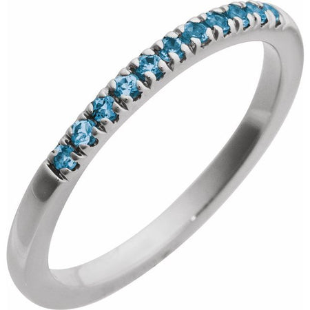 689237 / Ring / Set / 14K White / Natural London Blue Topaz / Round / 1.5 Mm / Polished / Natural London Blue Topaz Stackable Ring