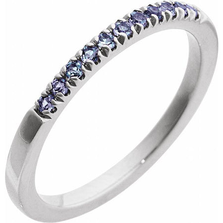 689237 / Ring / Set / 14K White / Natural Alexandrite / Round / 1.5 Mm / Polished / Natural Alexandrite Stackable Ring