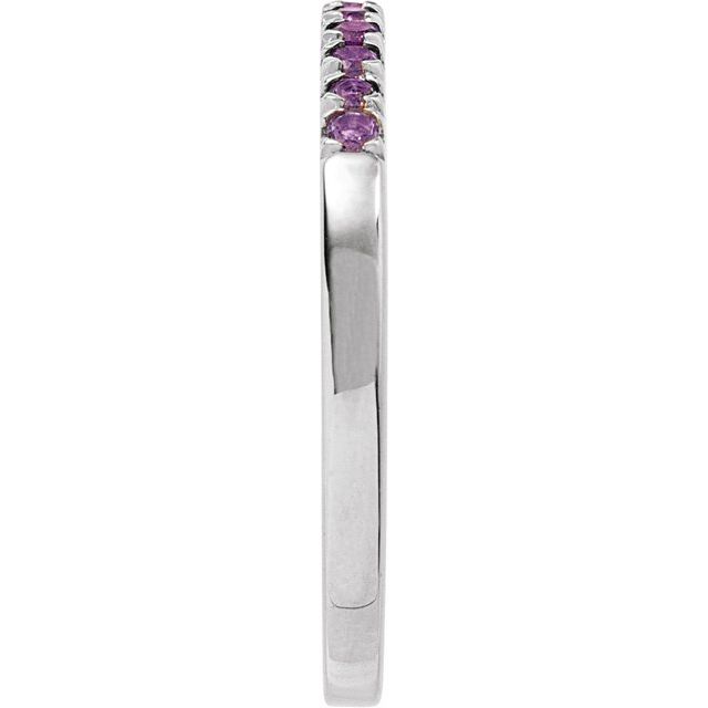689237 / Ring / Set / 14K White / Natural Amethyst / Round / 1.5 Mm / Polished / Natural Amethyst Stackable Ring