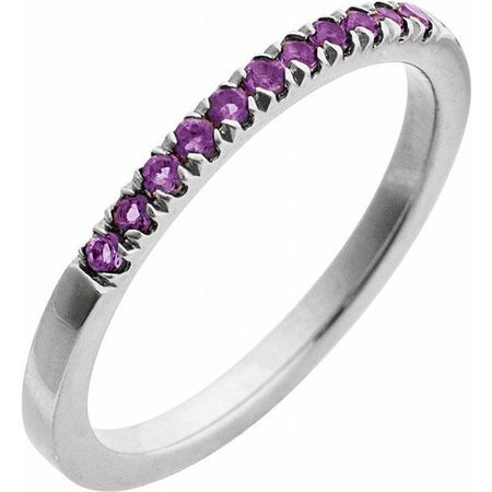 689237 / Ring / Set / 14K White / Natural Amethyst / Round / 1.5 Mm / Polished / Natural Amethyst Stackable Ring