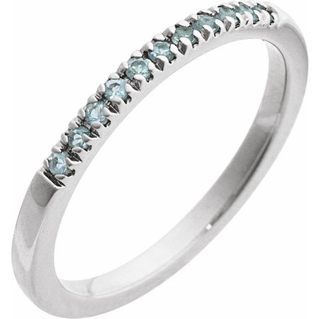 689237 / Ring / Set / 14K White / Natural Aquamarine / Round / 1.5 Mm / Polished / Natural Aquamarine Stackable Ring