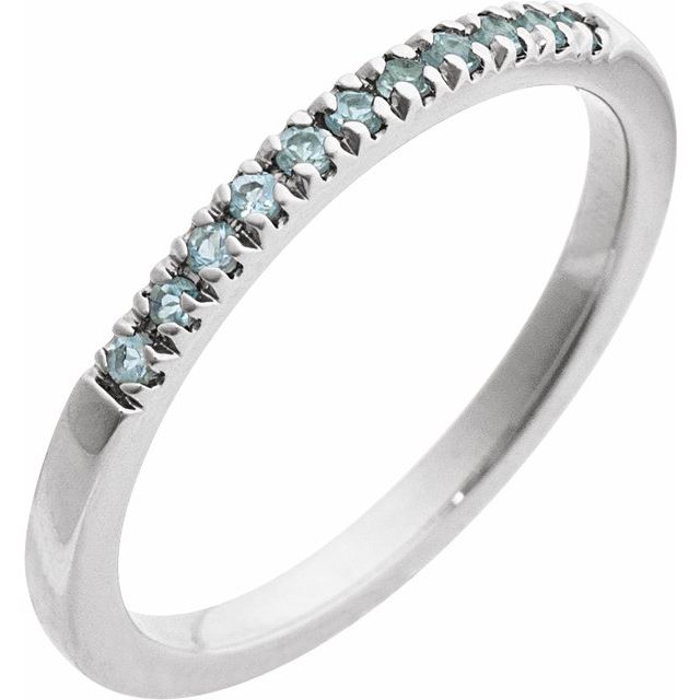 689237 / Ring / Set / 14K White / Natural Aquamarine / Round / 1.5 Mm / Polished / Natural Aquamarine Stackable Ring