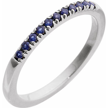 689237 / Ring / Set / 14K White / Natural Blue Sapphire / Round / 1.5 Mm / Polished / Natural Blue Sapphire Stackable Ring