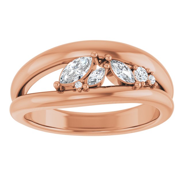 Marquise Diamond Scatter Open Bypass Ring — 14K Rose Gold