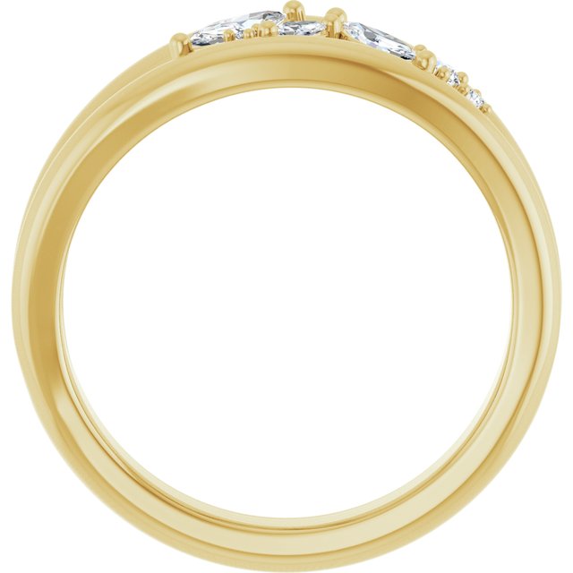 Marquise Diamond Scatter Open Bypass Ring — 14K Yellow Gold