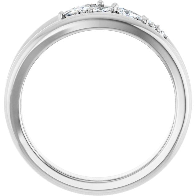 Marquise Diamond Scatter Open Bypass Ring — 14K White Gold