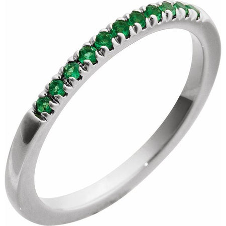 689237 / Ring / Set / 14K White / Natural Emerald / Round / 1.5 Mm / Polished / Natural Emerald Stackable Ring