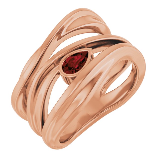 Sculpted Pear Bezel Negative Space Ring — 14K Rose Gold