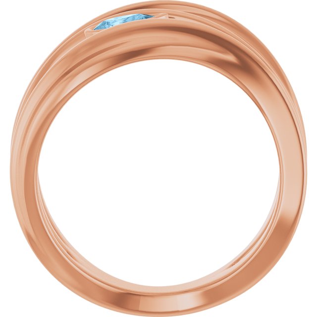 Natural Sky Blue Topaz Sculpted Pear Bezel Negative Space Ring in 14K Rose Gold