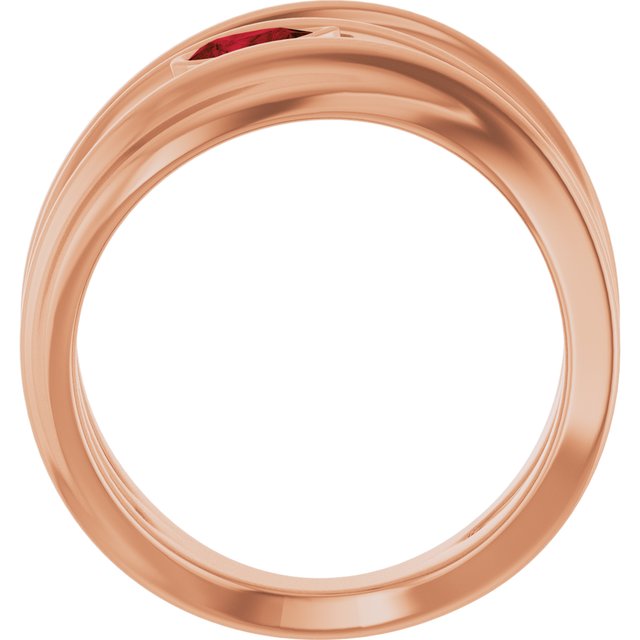 Natural Mozambique Garnet Sculpted Pear Bezel Negative Space Ring in 14K Rose Gold