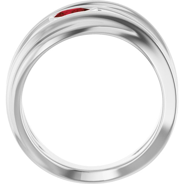 Natural Mozambique Garnet Sculpted Pear Bezel Negative Space Ring in 14K White Gold