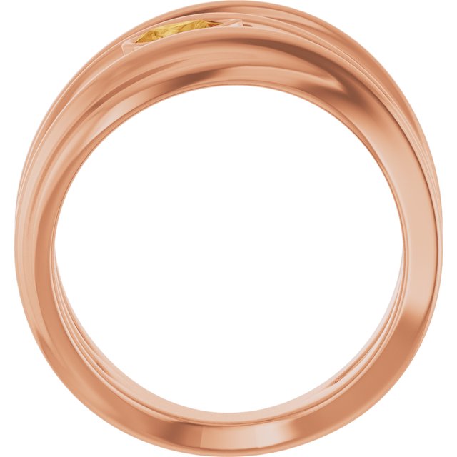 Natural Citrine Sculpted Pear Bezel Negative Space Ring in 14K Rose Gold