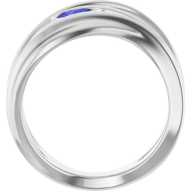 Natural Iolite Sculpted Pear Bezel Negative Space Ring in Sterling Silver