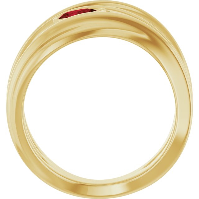 Natural Mozambique Garnet Sculpted Pear Bezel Negative Space Ring in 14K Yellow Gold