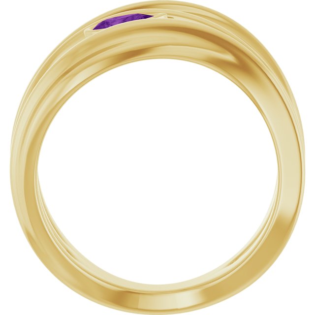 Natural Amethyst Sculpted Pear Bezel Negative Space Ring in 14K Yellow Gold