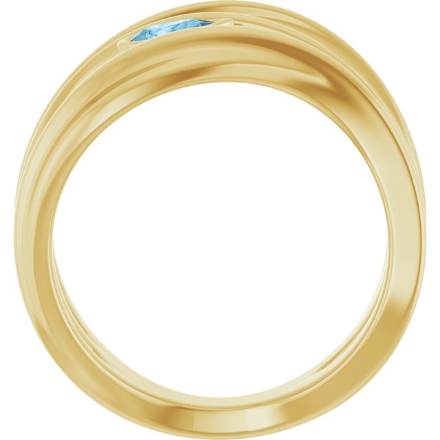 Natural Sky Blue Topaz Sculpted Pear Bezel Negative Space Ring in 14K Yellow Gold