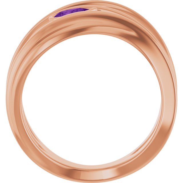 Natural Amethyst Sculpted Pear Bezel Negative Space Ring in 14K Rose Gold