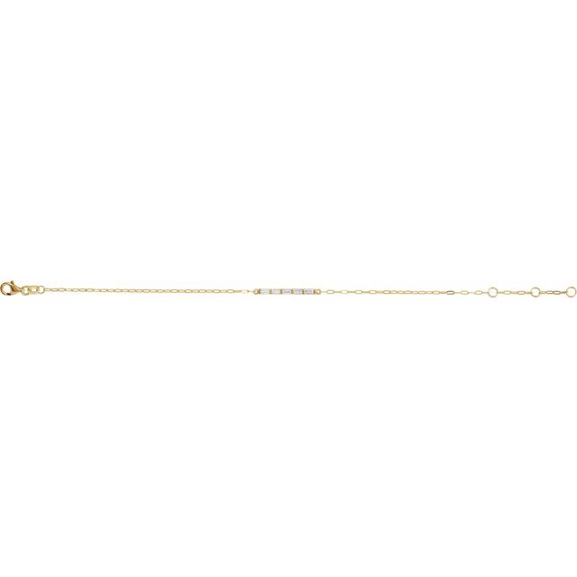Accented Bar Link Bracelet — 14K Yellow Gold