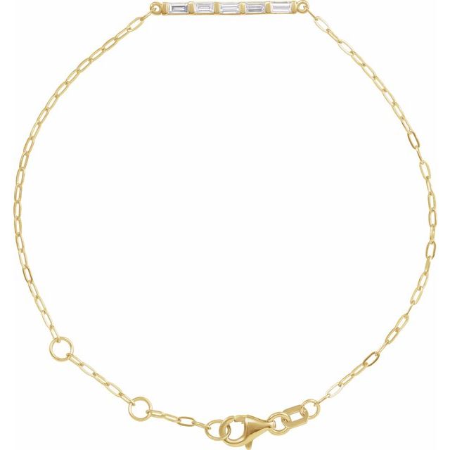 Accented Bar Link Bracelet — 14K Yellow Gold