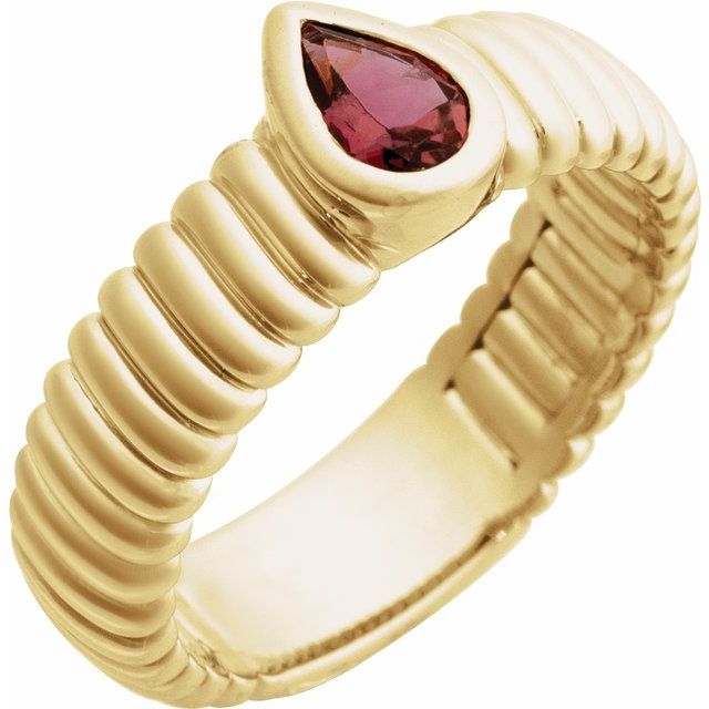 Natural Pink Tourmaline Coil Ring