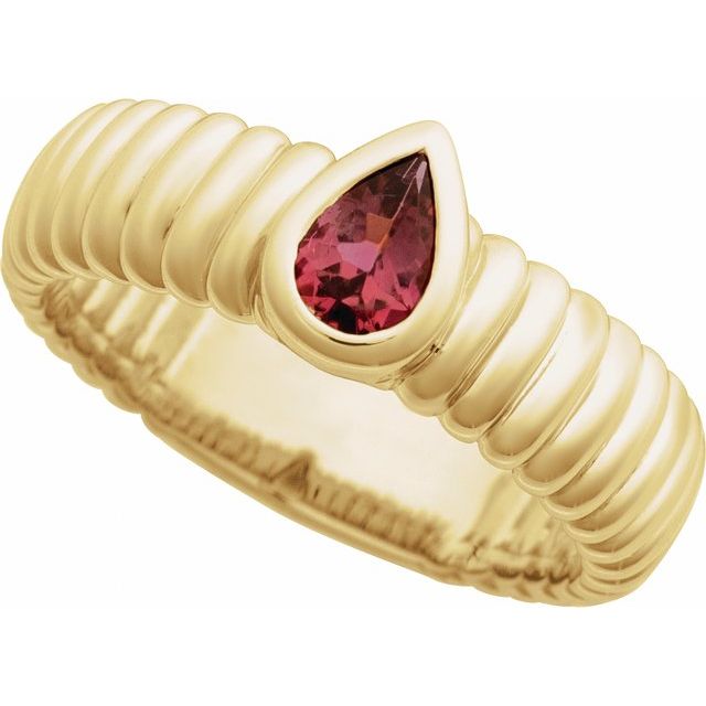 689195 / Ring / Set / 14K Yellow / Natural Pink Tourmaline / Pear / 6.5 X 4.1 Mm / Polished / Natural Pink Tourmaline Ring