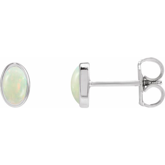 Lab-Grown White Opal | Oval | 6 x 4mm | Lab-Grown White Opal | Oval | 5 x 3mm
