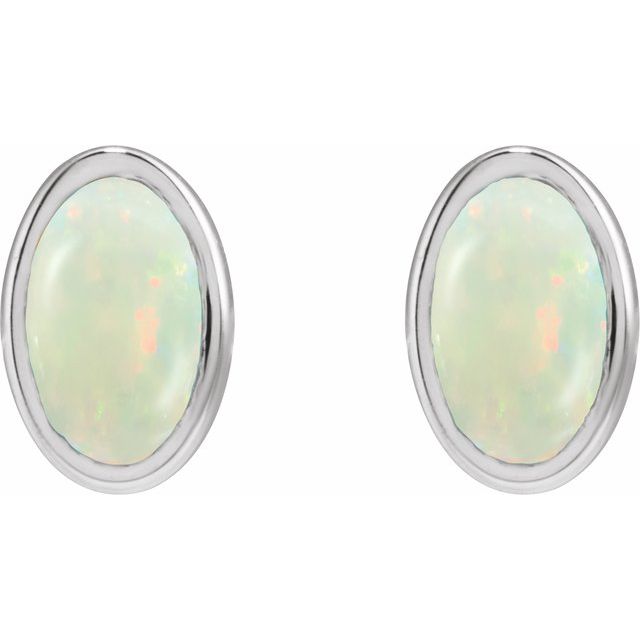 Lab-Grown White Opal | Oval | 6 x 4mm | Lab-Grown White Opal | Oval | 5 x 3mm